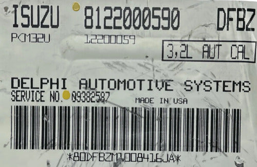 Pcm Computadora Isuzu Rodeo 3.2l A/t 00-01 8122000590 (dfbz)