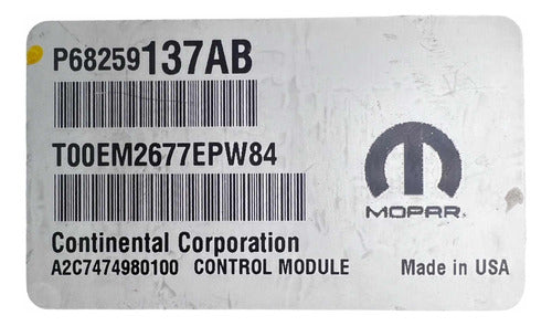 Computadora Jeep Cherokee 3.2l 2018 P68259137ab