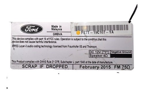 Estéreo Receptor Ford Fusion 2016 Fs7t-19c107-ya