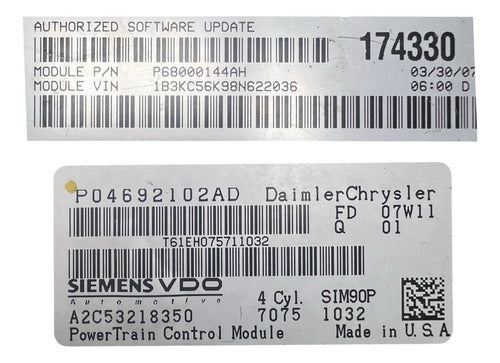 Computadora Dodge Avenger 2.4l 2007-2010 P04692102ad