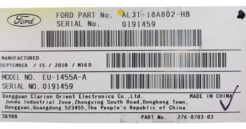 Caratula De Estéreo Ford F150 09-12 Al3t-18a802-hb