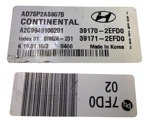 Computadora Hyundai Elantra 2017-2018 2.0l 39170-2efd0