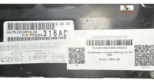 Computadora Chrysler Sebring 2.4l A/t 2006 P05094316ad