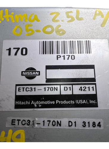Modulo Tcm Nissan Altima 2.5l A/t 2005-06 Etc31-170n (170)