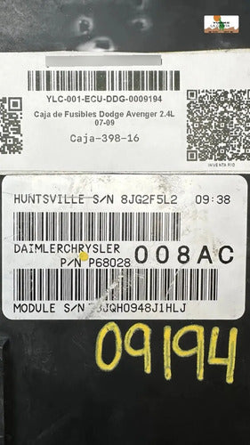 Caja De Fusibles Dodge Avenger 2.4l 07-09 P68028008ac