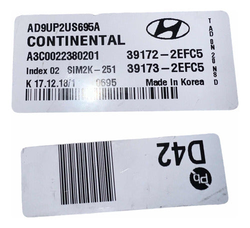 Computadora Hyundai Elantra 2.0l 19-20 39172-2efc5