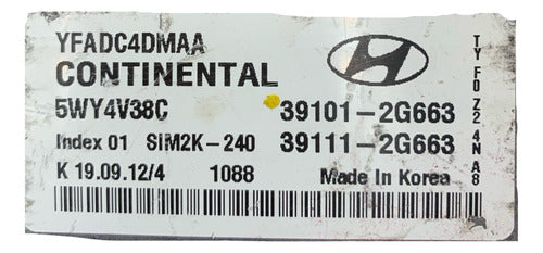 Computadora Hyundai Sonata 2.4l 2011-2014 39101-2g663