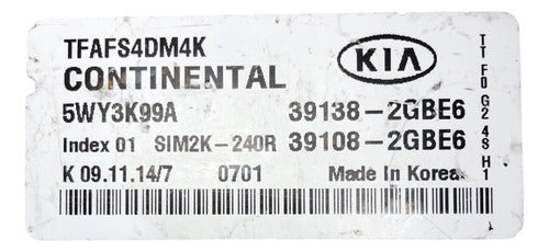 Computadora Kia Óptima 2.4l 2014-2015 39138-2gbe6