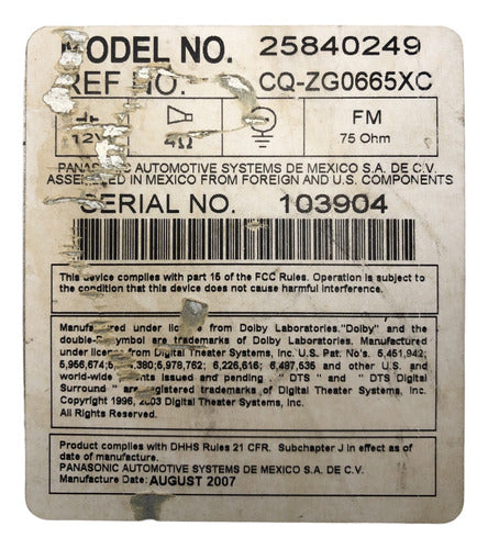 Estereo Chevrolet Silverado 07-11 25840249