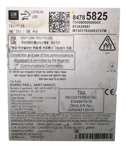 Estéreo Receptor Chevrolet Malibu 2019-2020 84785825