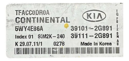 Computadora Kia Óptima 2.4l 11-13 39101-2g891