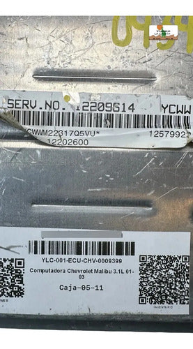 Computadora Chevrolet Malibu 3.1l 01-03 12209614 (ycww)