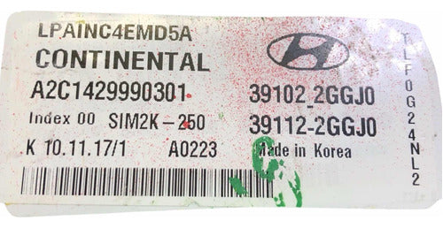 Computadora Hyundai Sonata 2.4l 2018-2019 39102-2ggj0