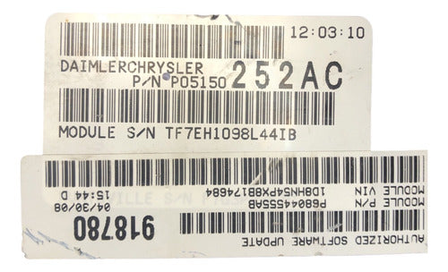 Computadora Dodge Caravan 3.8l 08-10 P05150252ac