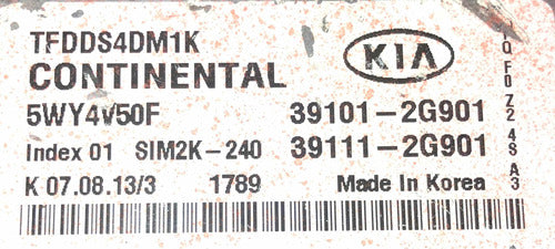 Computadora Kia Óptima 2011-2013 2.4l A/t 39101-2g901