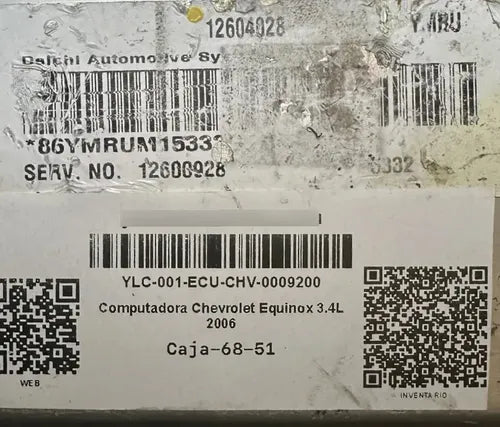 Computadora Chevrolet Equinox 3.4l 2006 12604028 (ymru)