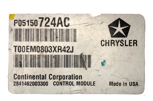 Computadora Dodge Caravan 3.6l A/t 12-13 P05150724ac