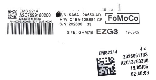 Pcm Computadora Ford Fiesta 1.6l 16-19 Ka6a-12a650-ad