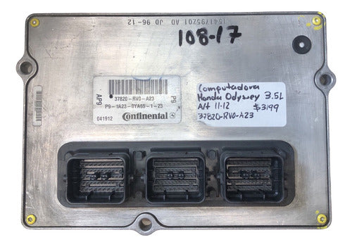 Computadora Honda Odyssey 3.5l A/t 11-12 37820-rv0-a23