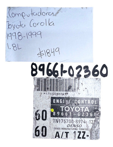 Computadora Toyota Corolla 1.8l 98-99 89661-02360