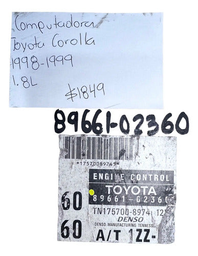 Pcm Computadora Toyota Corolla 1.8l 98-99 89661-02360