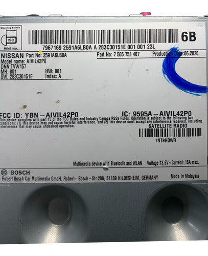 Estéreo Pantalla Nissan Sentra 2020-2022 2591a6lb0a