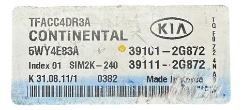 Computadora Kia Optima 2.4l 11-13 39101-2g872