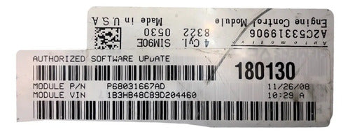 Pcm Computadora Dodge Caliber 1.8l 2009 P68031667ad