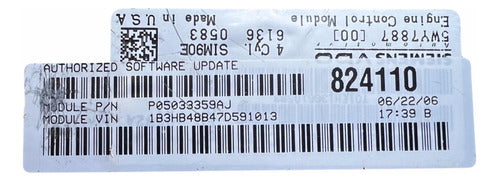 Computadora Dodge Caliber 2.4L A/t 2009 P05033359AJ