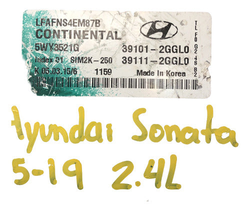 Computadora Hyundai Sonata 2.4l 2015-2019 39101-2ggl0