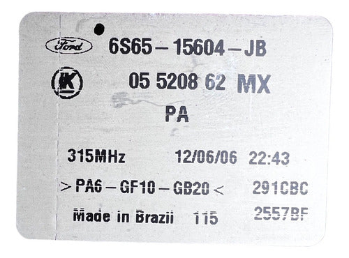 Modulo Bcm Ford Fiesta 1.6l 2006 6s65-15604-jb