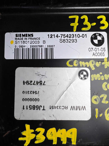 Pcm Computadora Mini Cooper 1.6l 2002-2006 S118012003 B P2