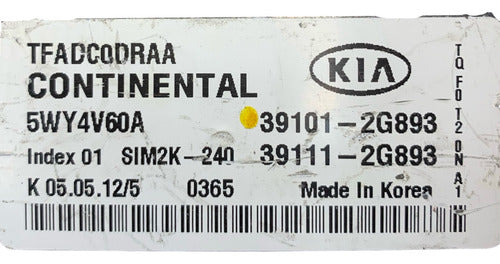 Computadora Kia Óptima 2.4l 2011-2013 39101-2g893