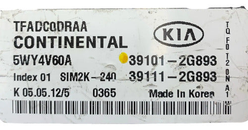 Pcm Computadora Kia Óptima 2.4l 2011-2013 39101-2g893 P1