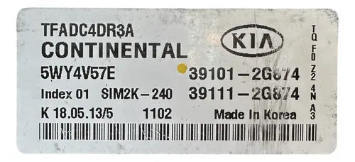 Pcm Computadora Kia Optima 2.4l A/t 2011-2013 39101-2g874