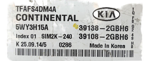 Computadora Kia Optima 2.4l 2014-2015 39138-2gbh6