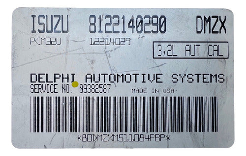 Computadora Isuzu Rodeo 3.2l 00-01 09382587