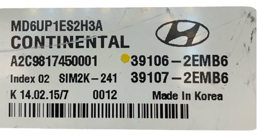 Computadora Hyundai Elantra 1.8l 14-16 39106-2emb6