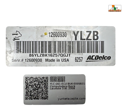 Pcm Computadora Buick Lacrosse 3.8l 2008 12600930 Ylzb