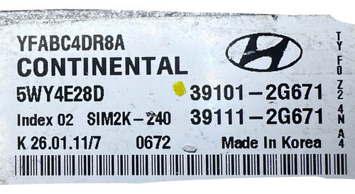 Computadora Hyundai Sonata 2.4l 11-14 39101-2g671