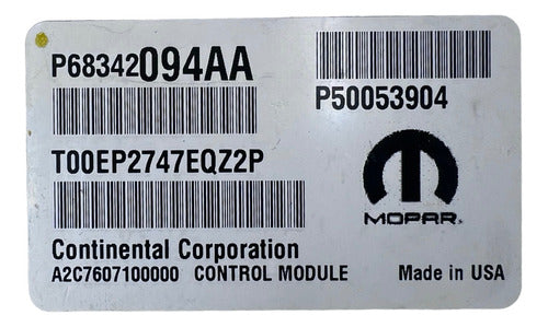 Computadora Jeep Renegade 2.4l 2018 P68342094aa