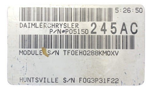 Computadora Dodge Avenger 2.7l 07-08 P05150245ac