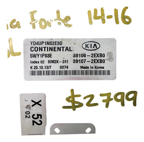 Computadora Kia Forte 2014-2016 1.8l 39106-2exb0