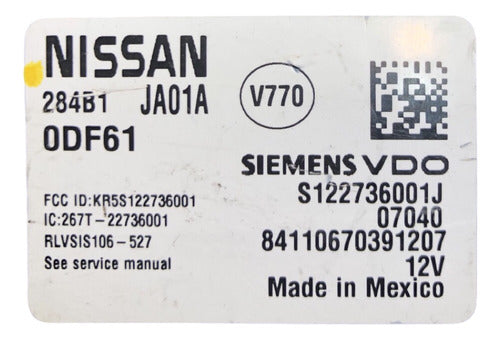 Modulo Bcm Nissan Altima 3.5l A/t 2007 284b1 Ja01a