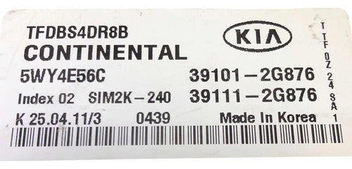 Computadora Kia Óptima 2.4l A/t 2011-2013 39101-2g876