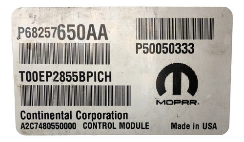 Computadora Ram Promaster City 2.4l A/t 16-17 P68257650aa