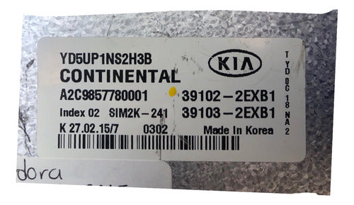 Computadora Kia Forte 1.8l 2015 39102-2exb1