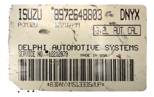 Computadora Isuzu Passport 3.5l A/t 01-02 12212079 (dnyx)