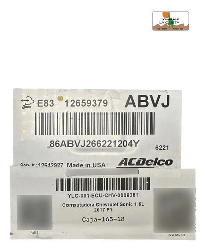 Computadora Chevrolet Sonic 1.6l 2017 12659379 (abvj) P1