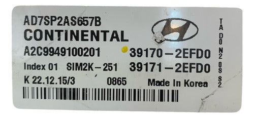 Computadora Hyundai Elantra 2017-2018 2.0l 39170-2efd0
